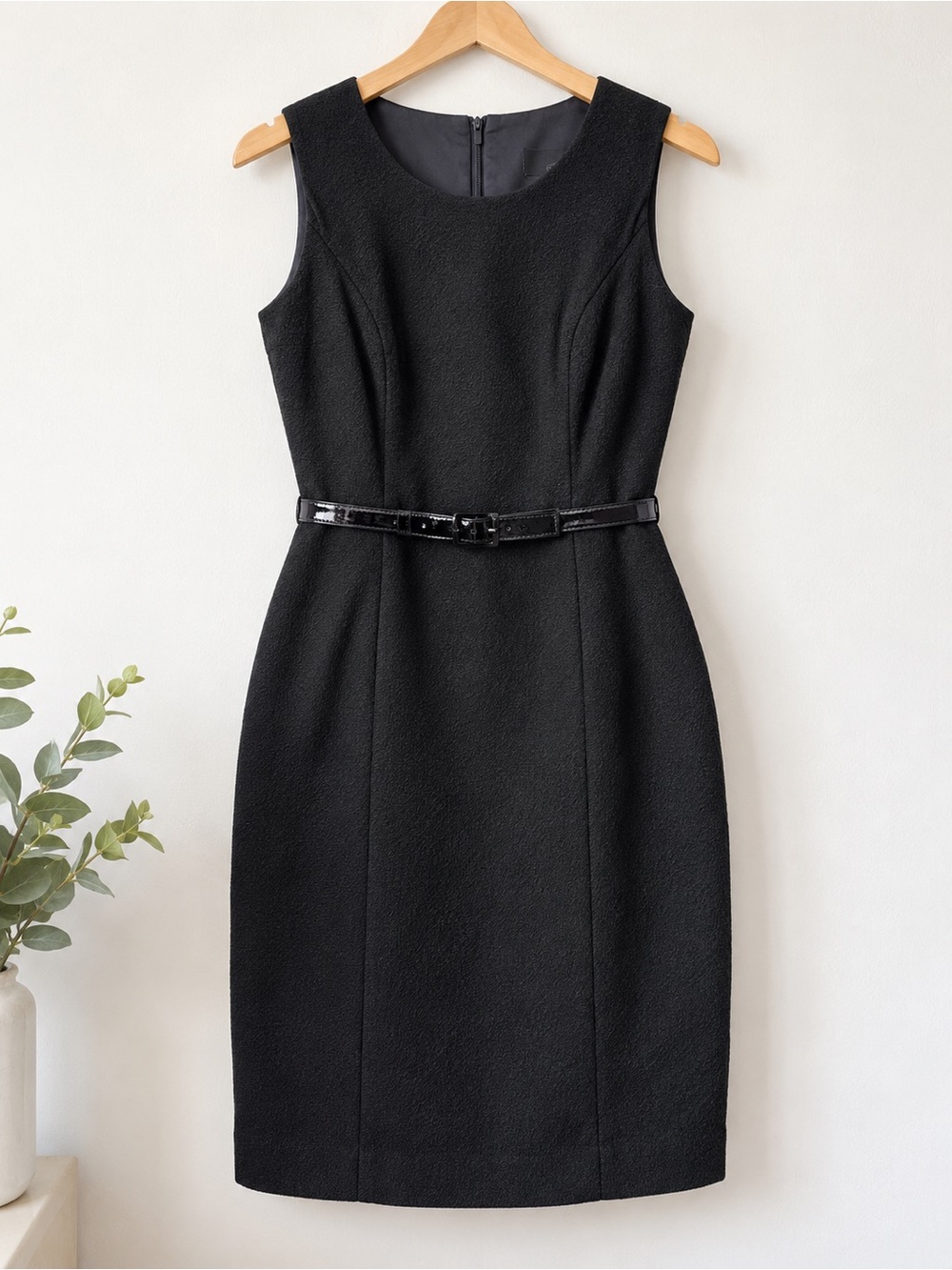 Sophisticate Black Belted Sheath Pencil Dress Vintage Made in Canada Size 10